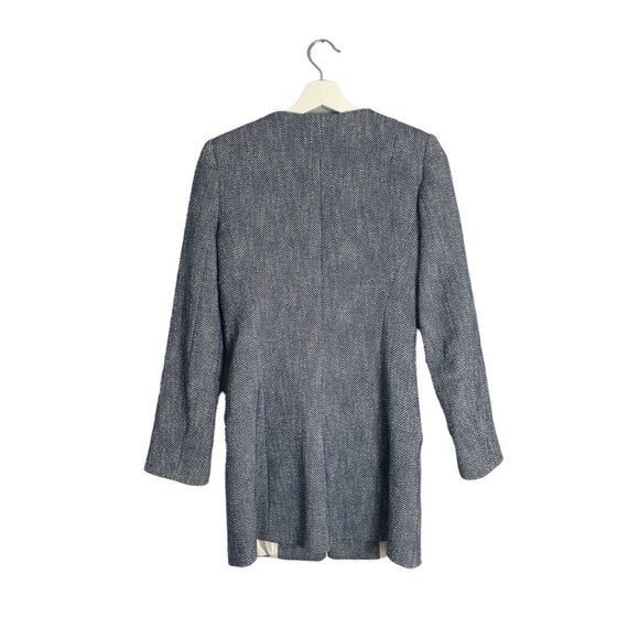 Zara Blue Tweed Blazer Jacket Size Small Preppy Workwear Cute Layering - Picture 4 of 8
